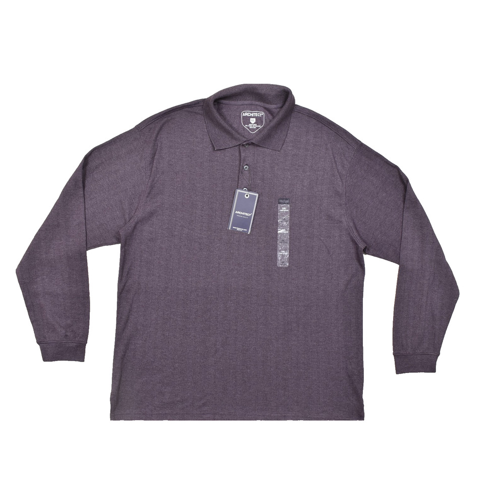 Architect XXL Men's Long Sleeve Luxury Textured Polo Shirt Night Shade Heather N
